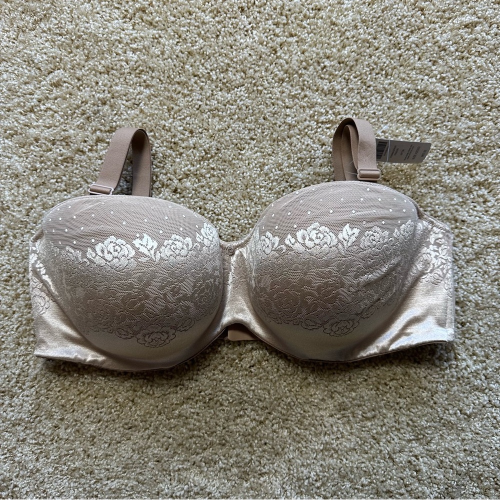 Soma Stunning Support Strapless Bra 42DDD Soft Tan Lace Convertible NWT